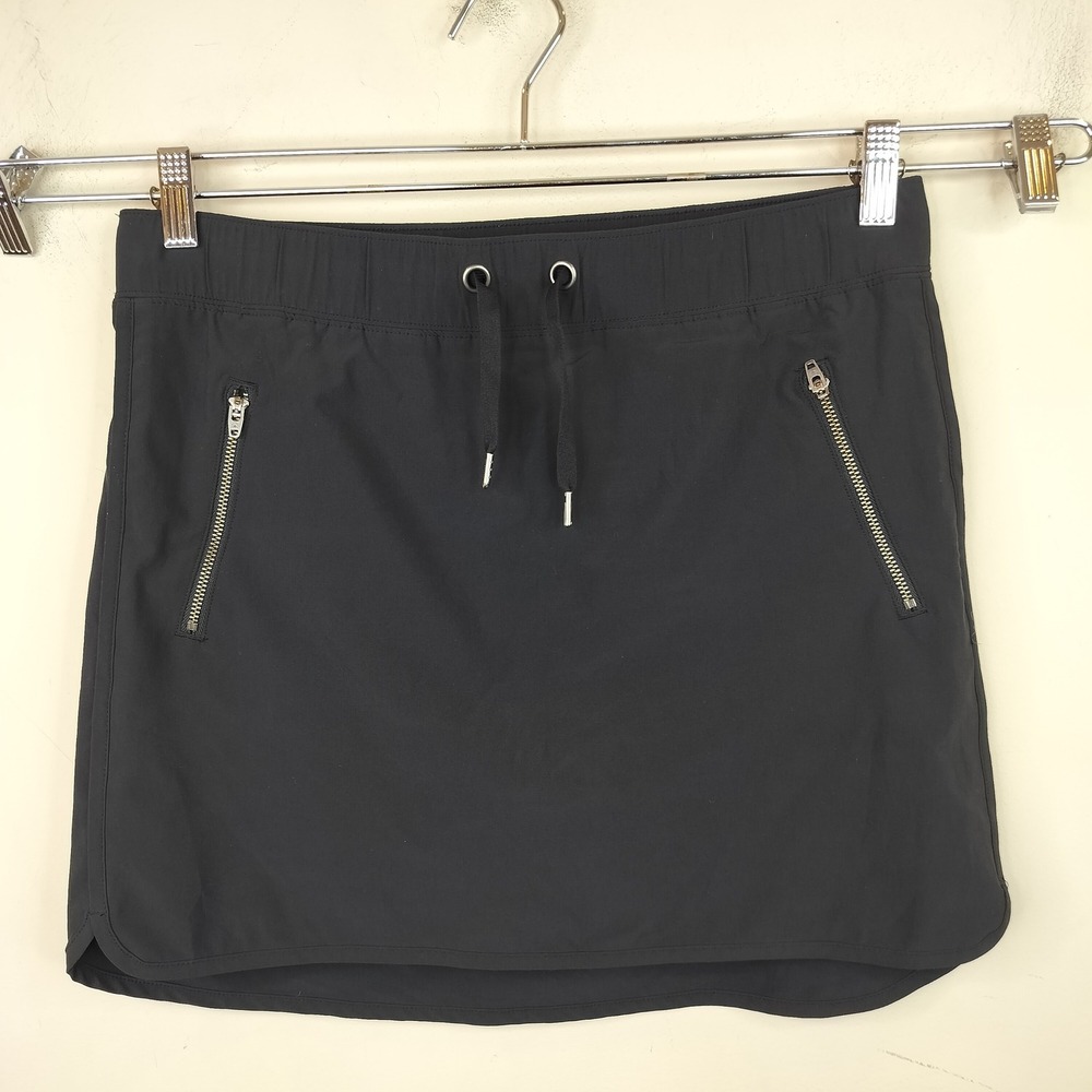 Athleta Black Skort Small Zipper Pockets Drawstring Athletic Sporty